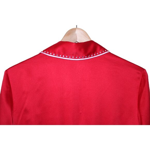 VICTORIA'S SECRET Satin Button-Front Romper with Rhinstones in Red (XS) - Picture 7 of 13